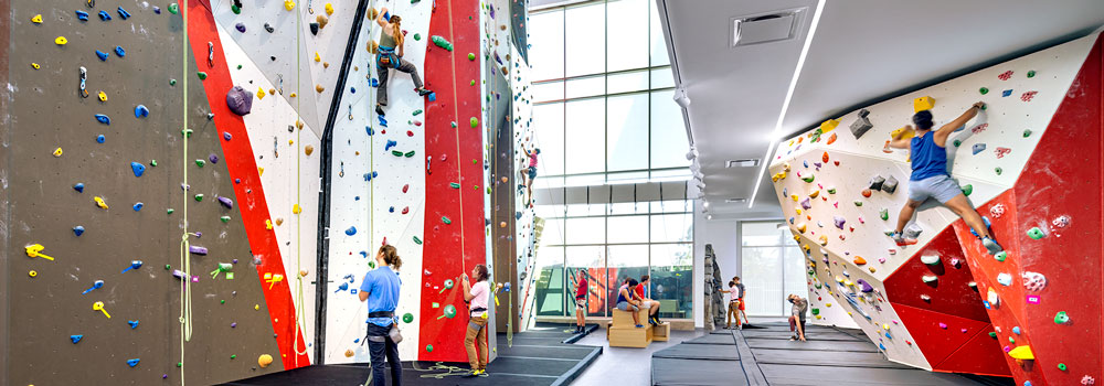 ARC Climbing Wall with people climbing